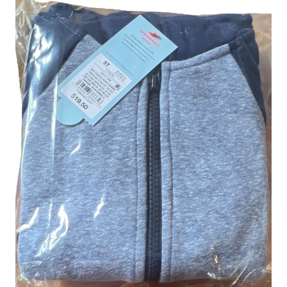 Cat & Jack (Target) Boys Zip Hoodies TWO pack Charcoal/Navy 5T sealed two pk! - Picture 2 of 10